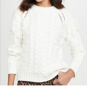 Anthropologie cupcakes & cashmere Cream Cable Knit Sweater Size Large White
